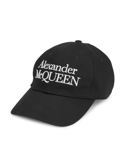 Shop Alexander Mcqueen Men's Mcqueen Logo Stacked Baseball Hat In Black Ivory