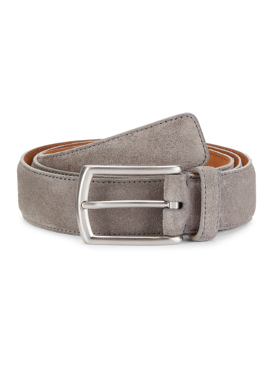 Shop Zegna Men's Luxe Leather Belt In Light Grey