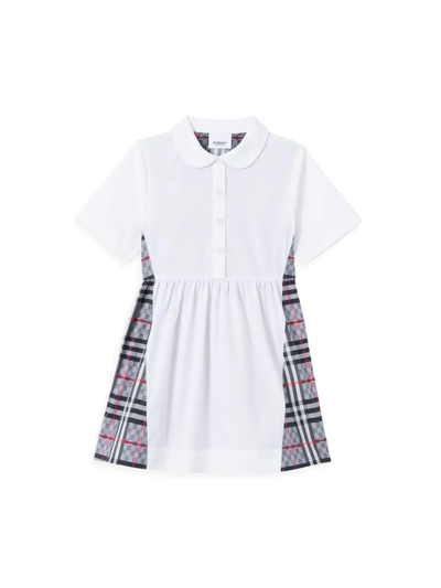 Shop Burberry Little Girl's & Girl's Mitsie Polo Dress In Pale Blue Check