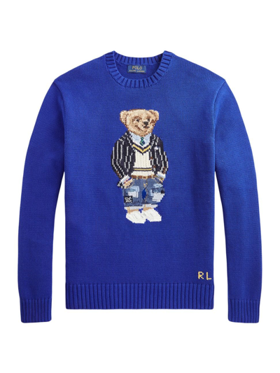 Shop Polo Ralph Lauren Knit Polo Bear Sweater In Heritage Royal