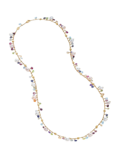 Shop Marco Bicego Women's Paradise Pearl 18k Gold, Pearl & Gemstone Hand-engraved Long Necklace