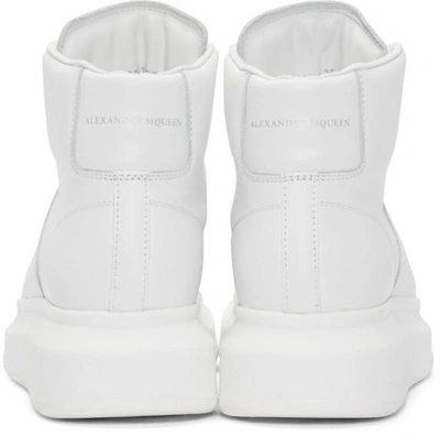 Shop Alexander Mcqueen White Leather High-top Sneakers