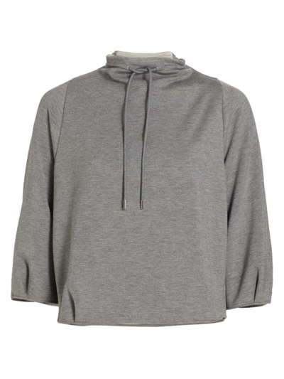 Theory Drawstring Double-knit Top In Gray | ModeSens
