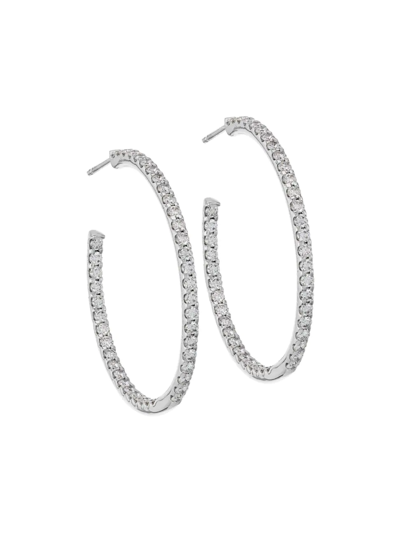 Shop Hearts On Fire Women's Hoopla 18k White Gold & Diamond Inside-out Hoop Earrings