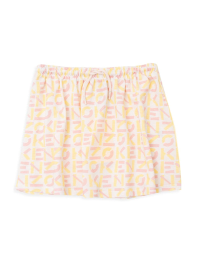 Shop Kenzo Little Girl's & Girl's Monogram Print Skirt In Off White