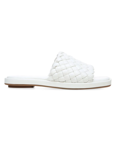 Shop Vince Women's Rumi Woven Leather Slides In Off White