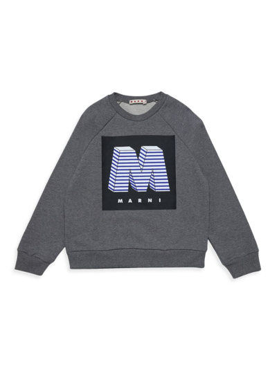Shop Marni Little Kid's & Kid's Logo Crewneck Sweatshirt In Grey