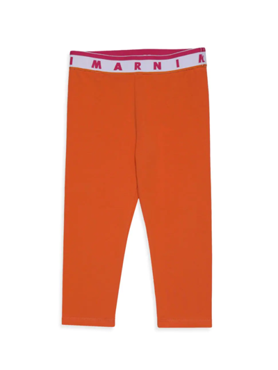 Shop Marni Little Girl's & Girl's Logo Leggings In Orange