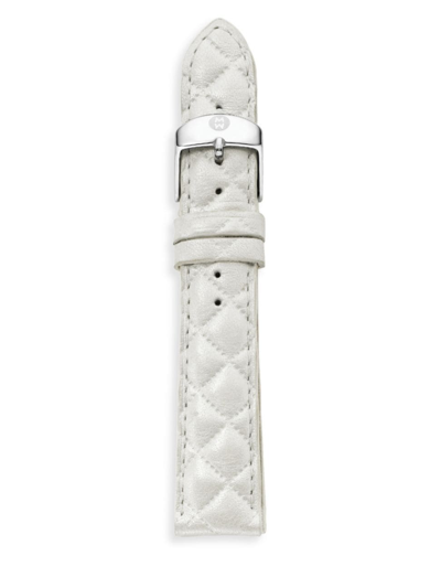 Shop Michele Urban Quilted Leather Watch Strap/16mm In Whisper White