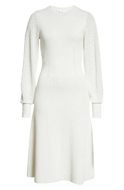 Shop Victoria Beckham Pleated Long Sleeve Midi Dress In White