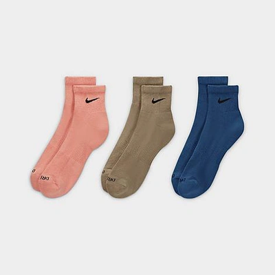 Shop Nike Everyday Plus Cushioned Training Ankle Socks (3-pack) Size Large Cotton/polyester/spandex In Multi-color