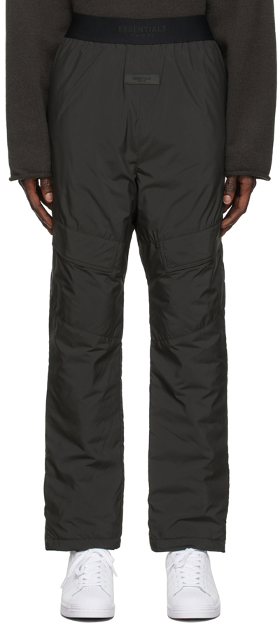 Essentials Black Polyester Cargo Pants In Iron | ModeSens