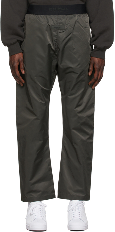 Black Nylon Track Pants In Iron