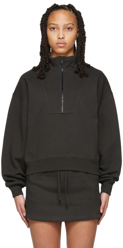 Shop Essentials Black 1/2 Zip Pullover Sweatshirt In Iron