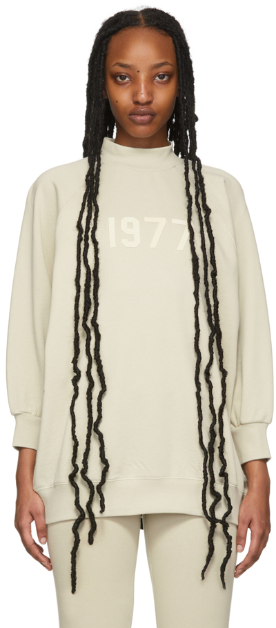 Shop Essentials Beige Three-quarter Sleeve '1977' Sweatshirt In Wheat