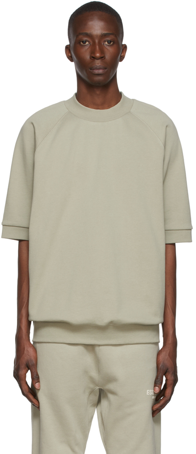 Shop Essentials Green Raglan Short Sleeve Sweatshirt In Seafoam