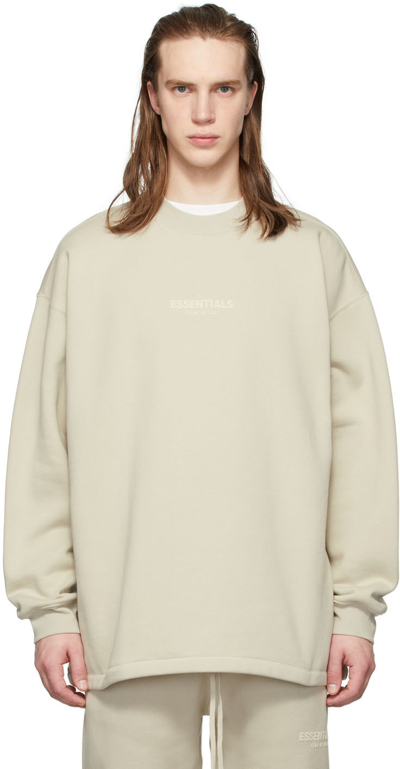 Shop Essentials Beige Relaxed Crewneck Sweatshirt In Wheat