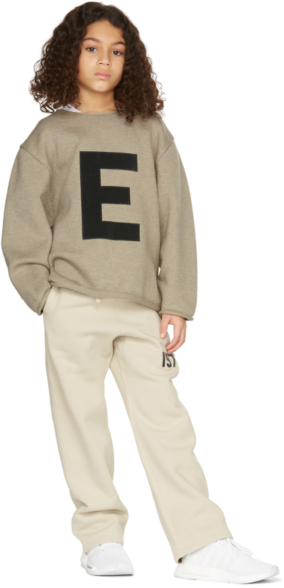 Shop Essentials Kids Beige Big E Sweater In Wheat