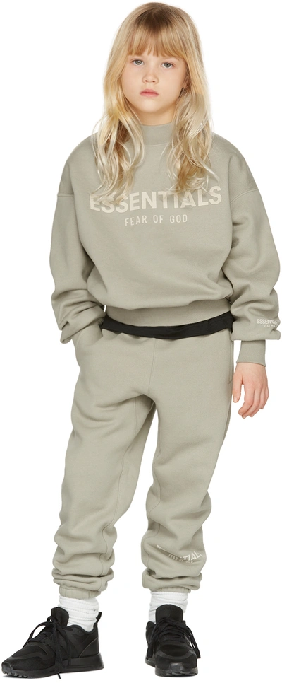Shop Essentials Kids Green Logo Lounge Pants In Seafoam