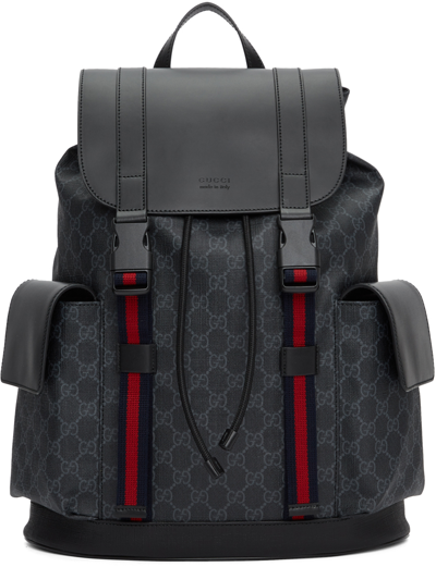 Shop Gucci Black Soft Gg Supreme Backpack In 1071 Blk/ne/ne/brb/n
