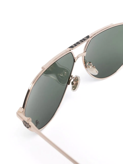 Shop Philipp Plein Pilot-frame Sunglasses In Gold