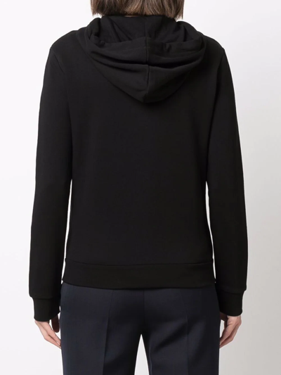 Shop Armani Exchange Rhinestone-logo Zip-up Hoodie In Black