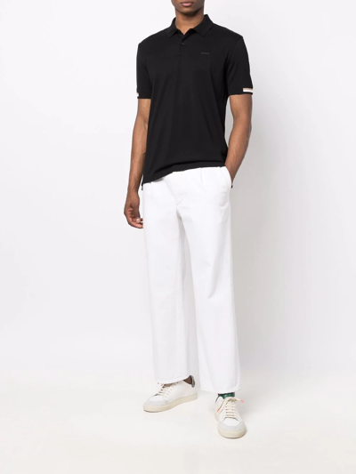 Hugo Boss Regular-fit Polo Shirt With Rubberized Logo In Black