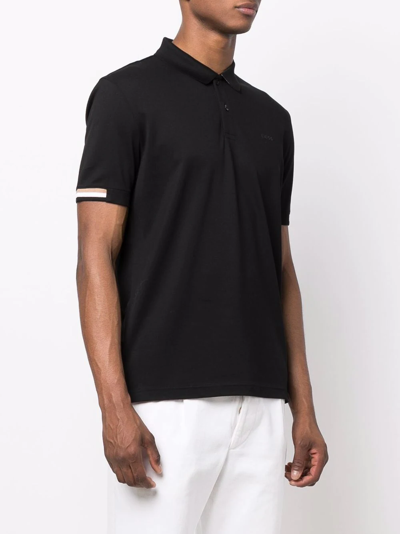 Hugo Boss Regular-fit Polo Shirt With Rubberized Logo In Black