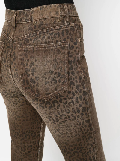 Shop Golden Goose Faded Leopard-print Kick Flare Jeans In Brown