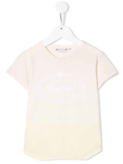 Shop Bonpoint Teen Logo-print Gradient-effect T-shirt In Pink