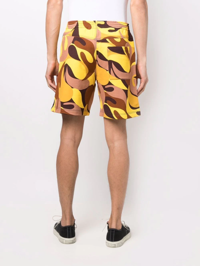 Shop Marni Abstract-print Track Shorts In Yellow