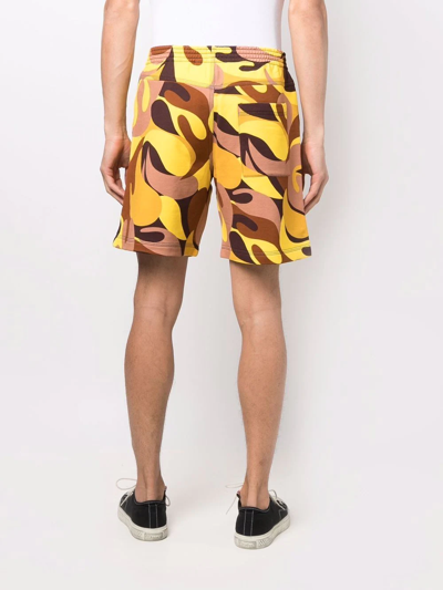 Marni Abstract-print Track Shorts In Yellow