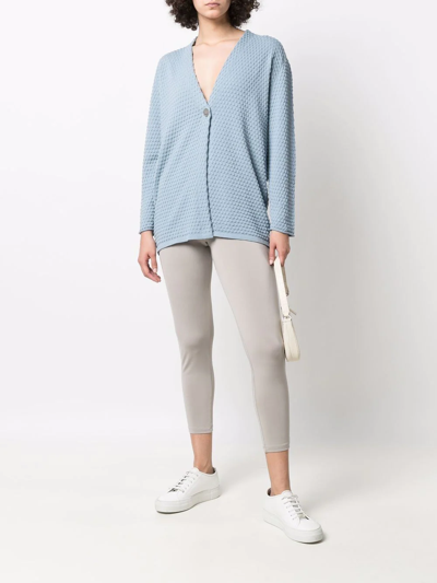 Shop Le Tricot Perugia Textured Button-front Cardigan In Blue