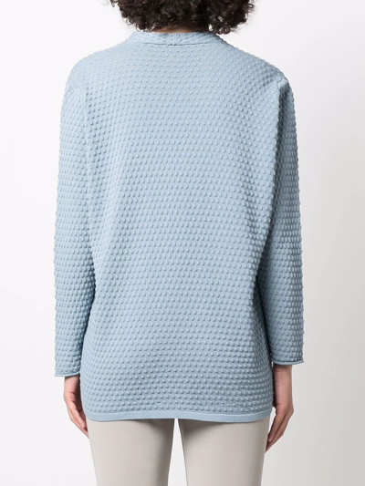 Le Tricot Perugia Textured Button-front Cardigan In Blue