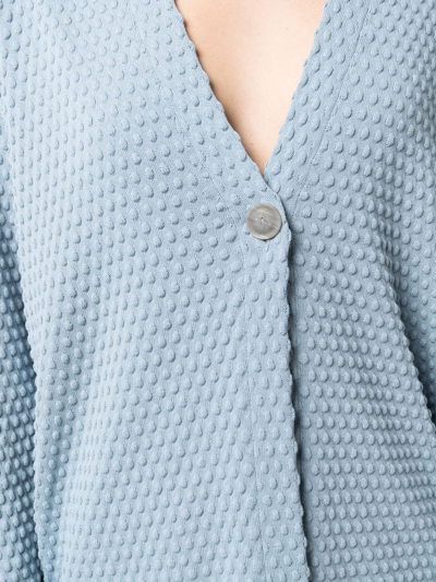 Shop Le Tricot Perugia Textured Button-front Cardigan In Blue