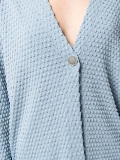 Le Tricot Perugia Textured Button-front Cardigan In Blue