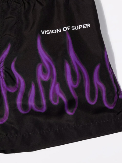 Shop Vision Of Super Flame-print Swimshorts In Black