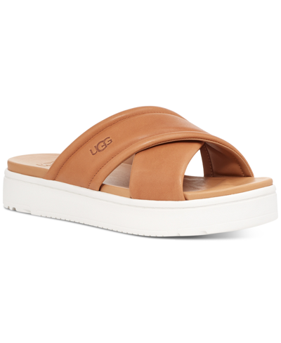 Shop Ugg Zayne Crossband Sandals In Tan Leather