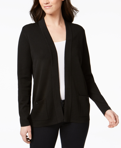 Anne Klein Plus Size Open-front Cardigan In Black
