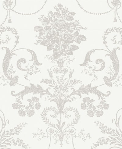Shop Laura Ashley Josette Wallpaper In Dove Gray And White