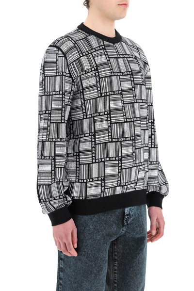 Vtmnts Geometric Print Wool Crewneck In Black,white