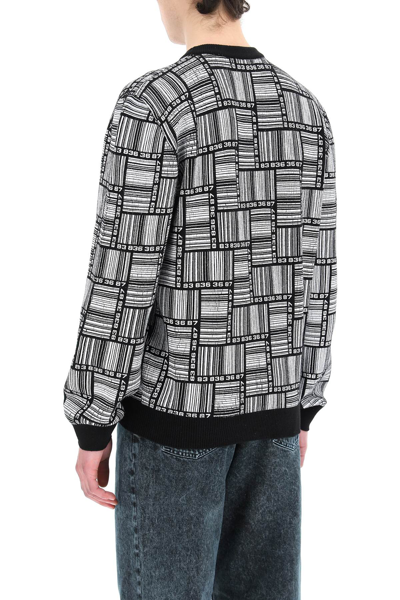 Vtmnts Geometric Print Wool Crewneck In Black,white