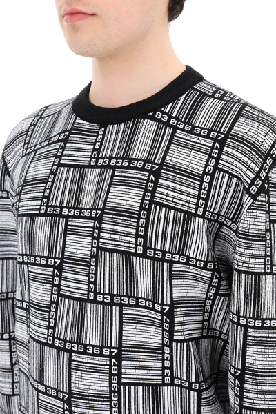 Vtmnts Geometric Print Wool Crewneck In Black,white