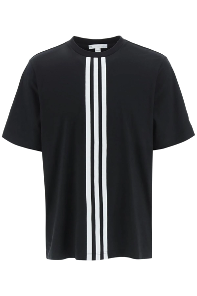 Shop Y-3 3-stripes Anniversary T-shirt In Black,white