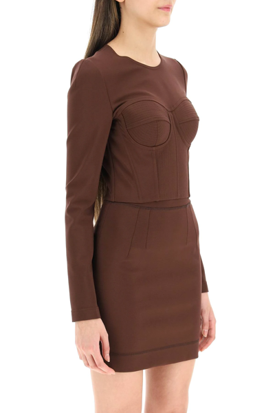 Shop Dolce & Gabbana Jersey Bustier Top In Brown