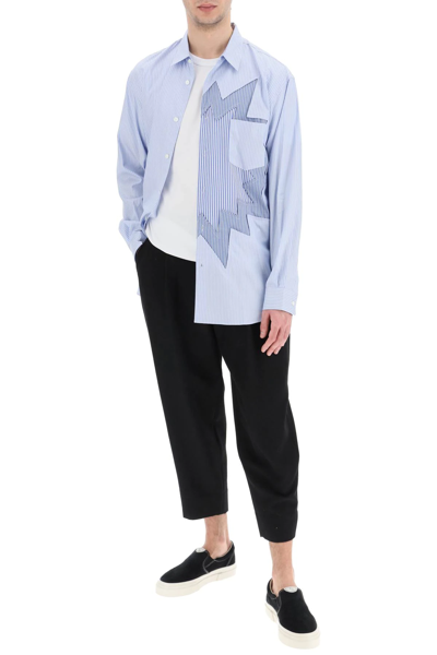 Shop Comme Des Garçons Shirt Striped Cotton Shirt In Blue,white