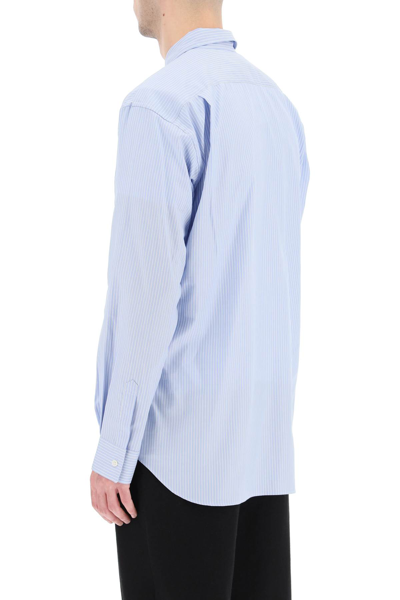 Shop Comme Des Garçons Shirt Striped Cotton Shirt In Blue,white