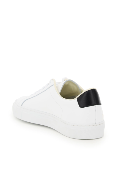 Shop Common Projects Retro Low Leather Sneakers In White,black