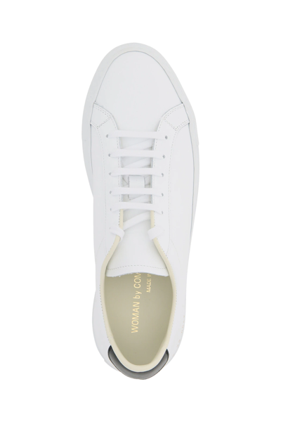 Shop Common Projects Retro Low Leather Sneakers In White,black