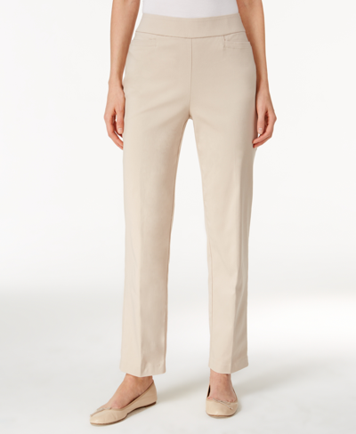 Shop Alfred Dunner Classics Allure Pull-on Slim-leg Pants In Tan